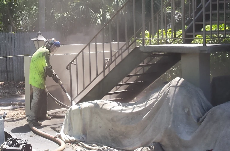 Vapor Blasting Townhome Stairs
